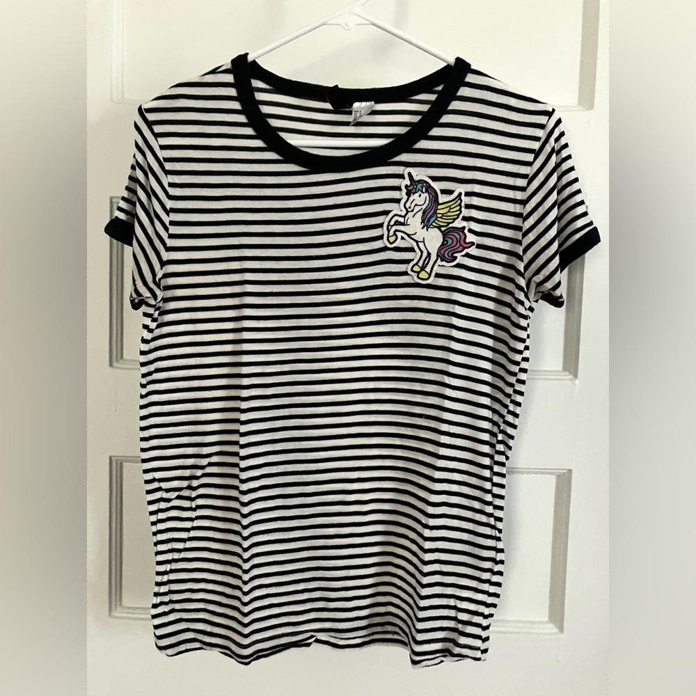 Striped unicorn t-shirt